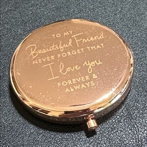 FRIEND Personalized Engraved Vintage Rose Gold Compact Mirror Travel Mirror
